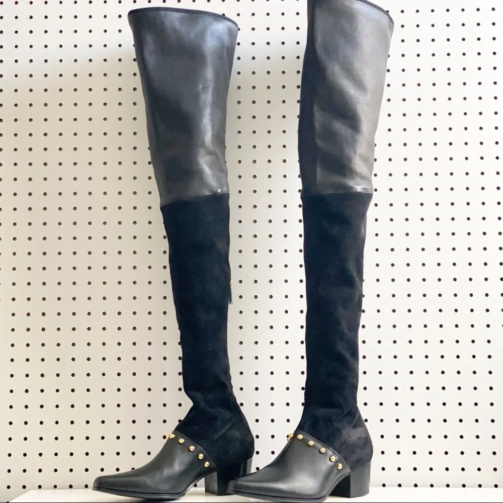 Balmain | Billie Leather & Suede Thigh High